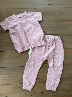 Rabbit + Bear Pink Floral Two-Piece Baby Set - 2T